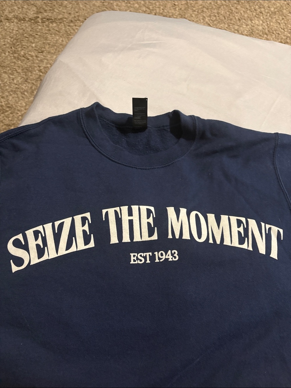 Seize The Moment Navy Graphic Crewneck Sweatshirt